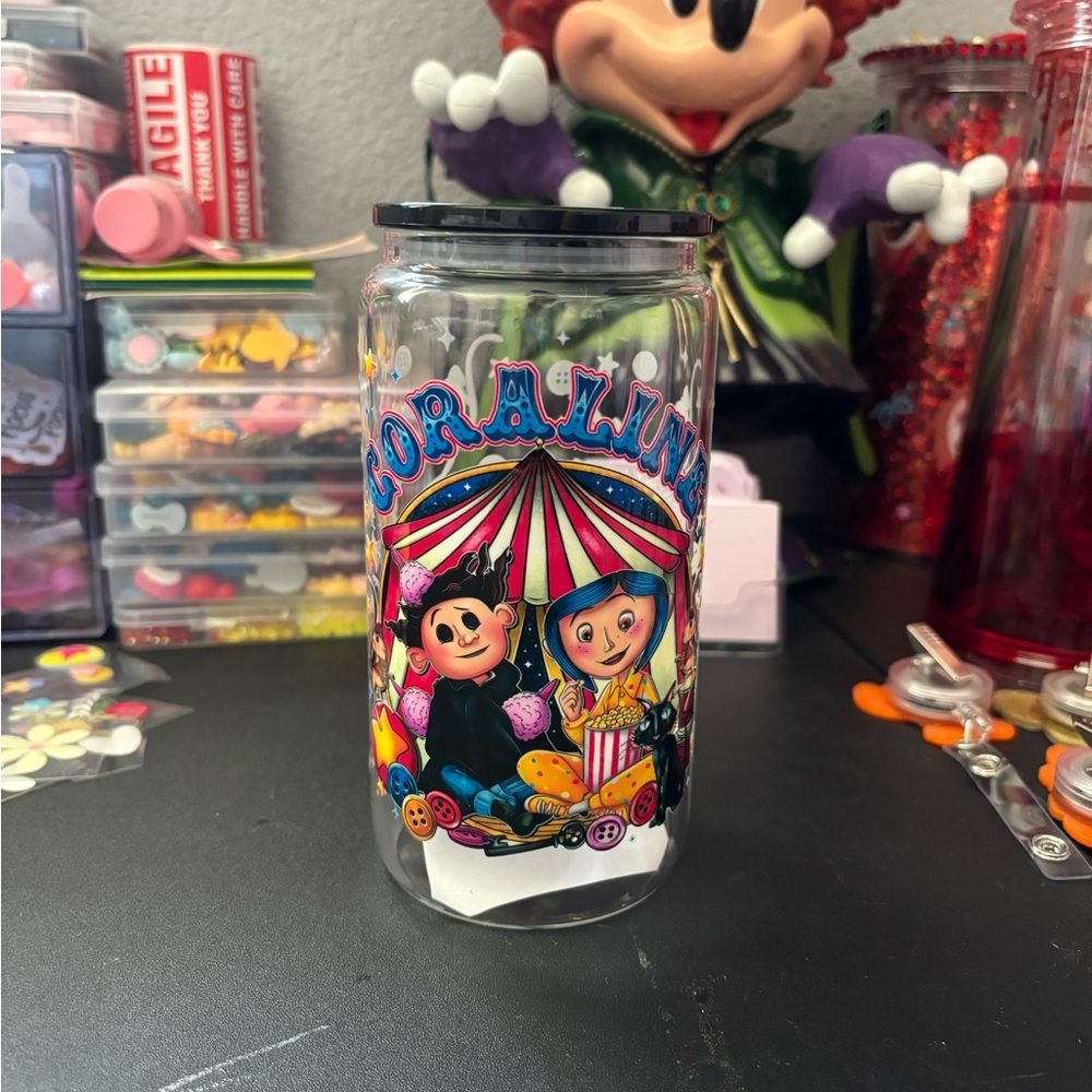 Colorful Carnival Glass Jar